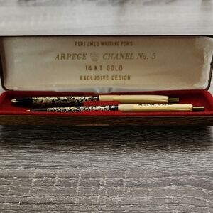CHANEL Gold and Black Writing Pens